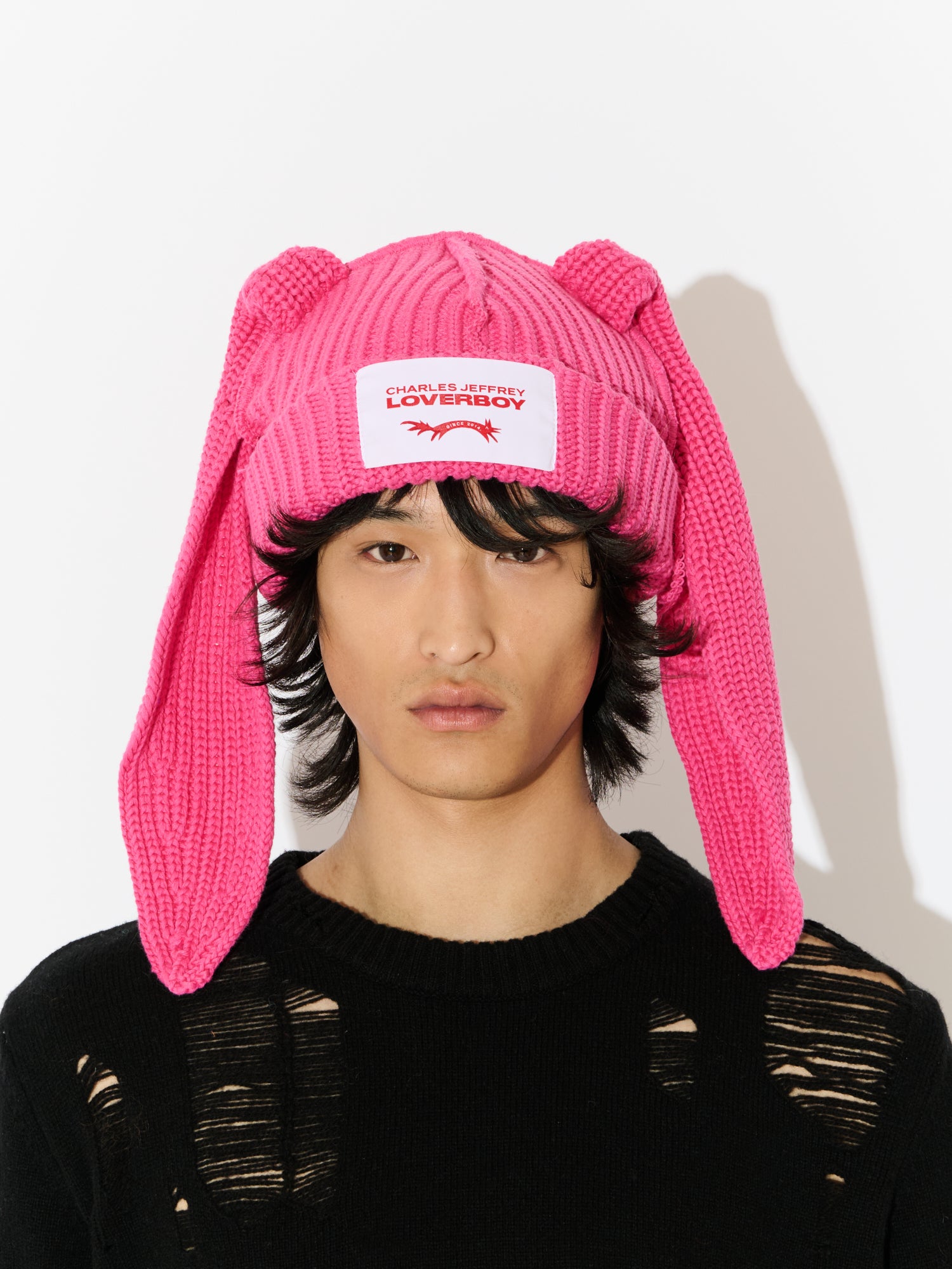 CHUNKY RABBIT BEANIE in PINK - Image 3