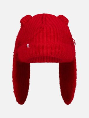 MOHAIR CHUNKY RABBIT BEANIE in RED