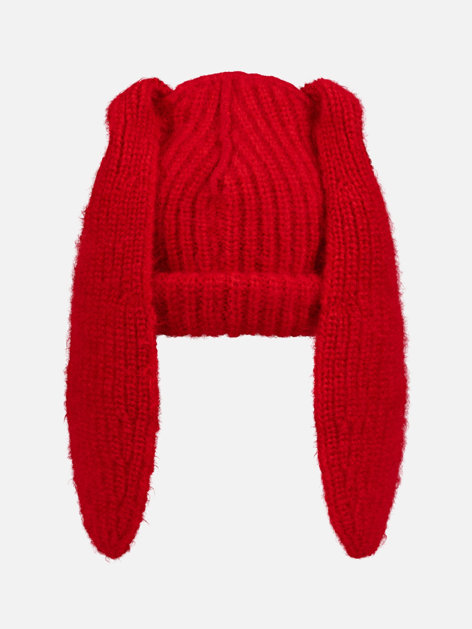 MOHAIR CHUNKY RABBIT BEANIE in RED - Image 2