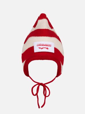 SPIKE BONNET in RED ECRU STRIPE