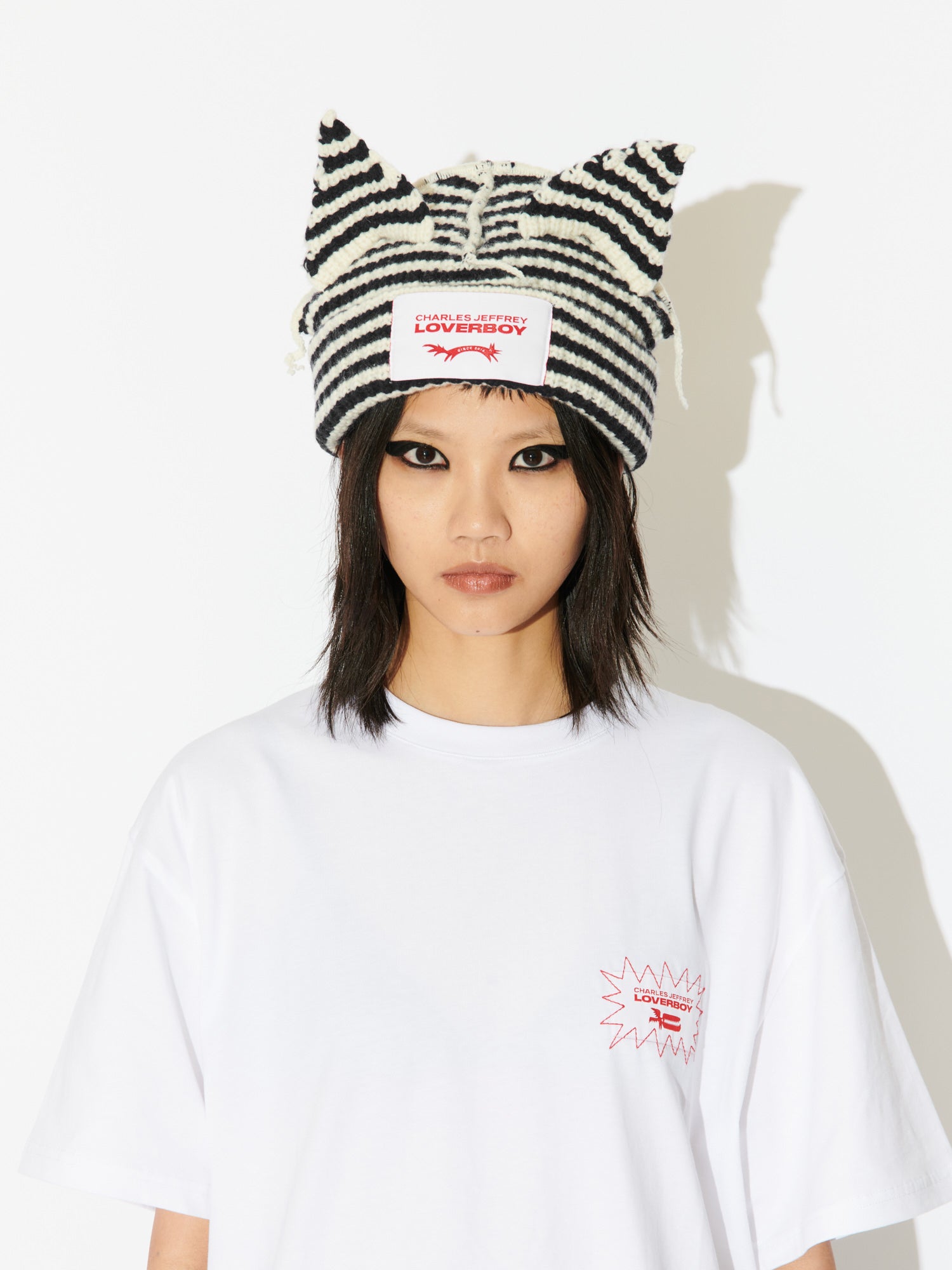 CHUNKY EARS BEANIE EXCLUSIVE in ECRU AND BLACK - Image 3