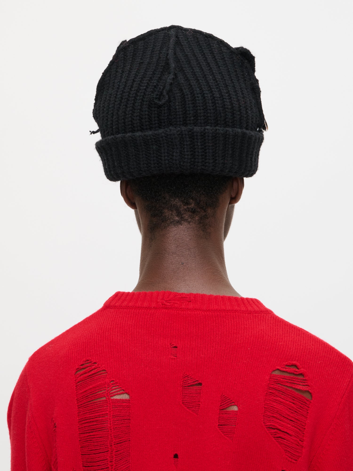 CHUNKY PUNK EARS BEANIE in BLACK - Image 5