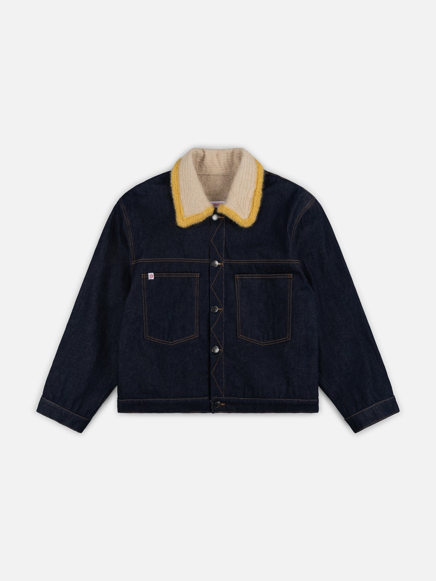 DENIM JACKET WITH KNITTED COLLAR in INDIGO DENIM - Image 5