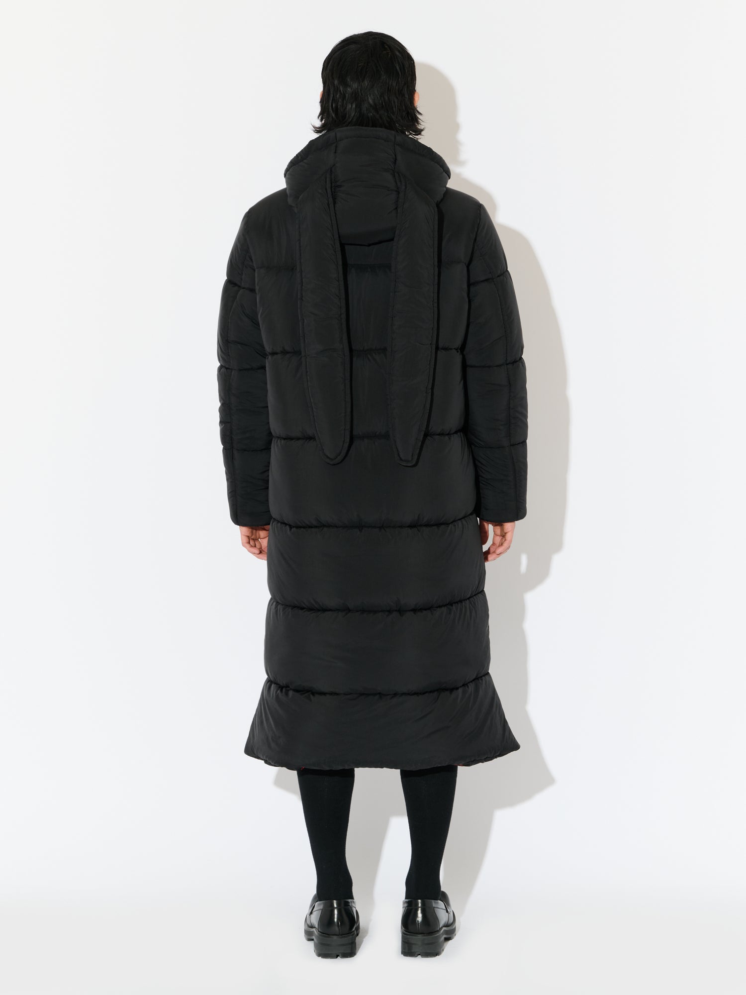 LONG BUNNY PUFFER JACKET in BLACK - Image 3