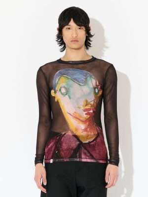 POWERMESH LONG SLEEVE TEE in BLACK MULTICOLOUR