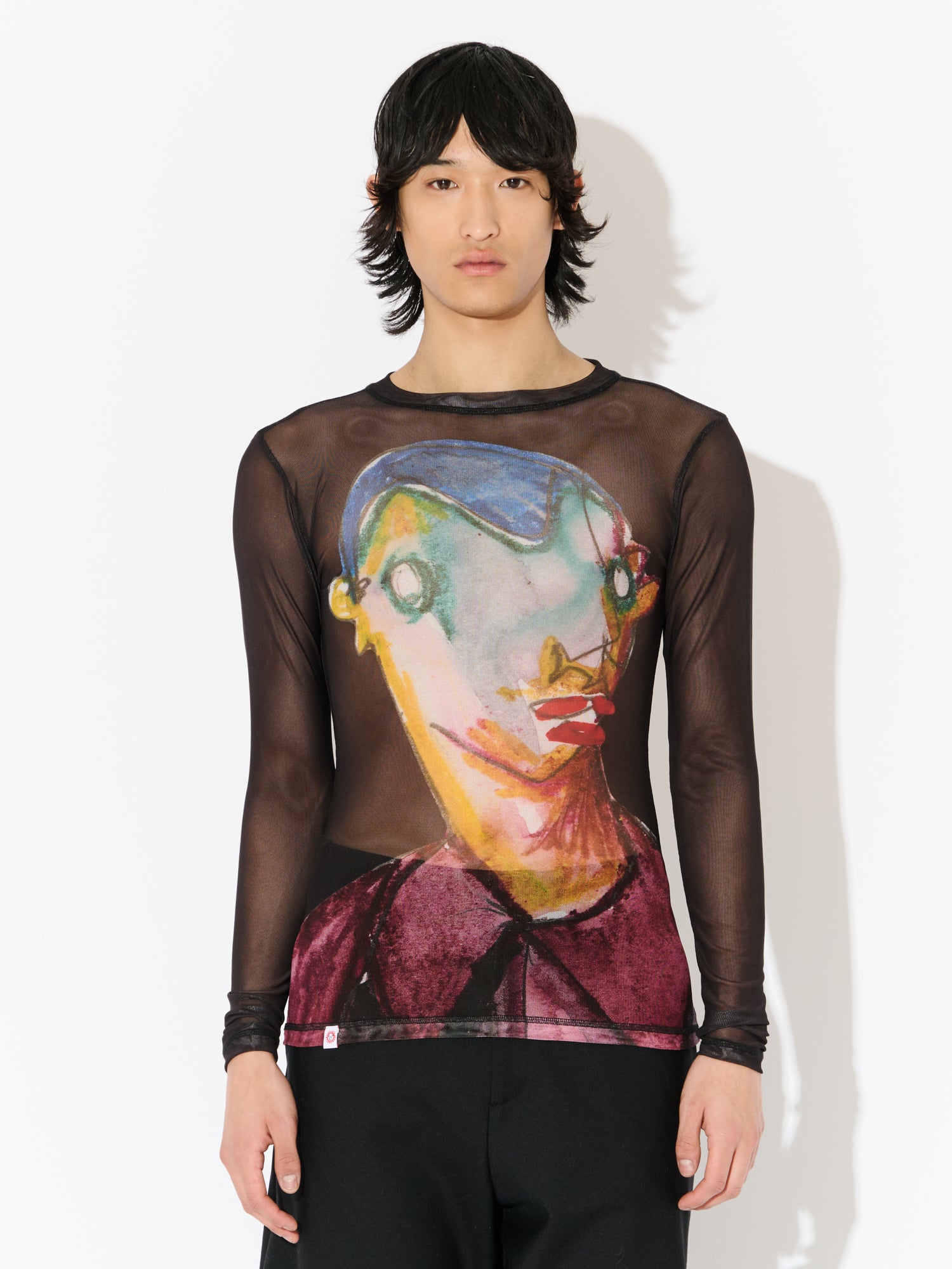 POWERMESH LONG SLEEVE TEE in BLACK MULTICOLOUR