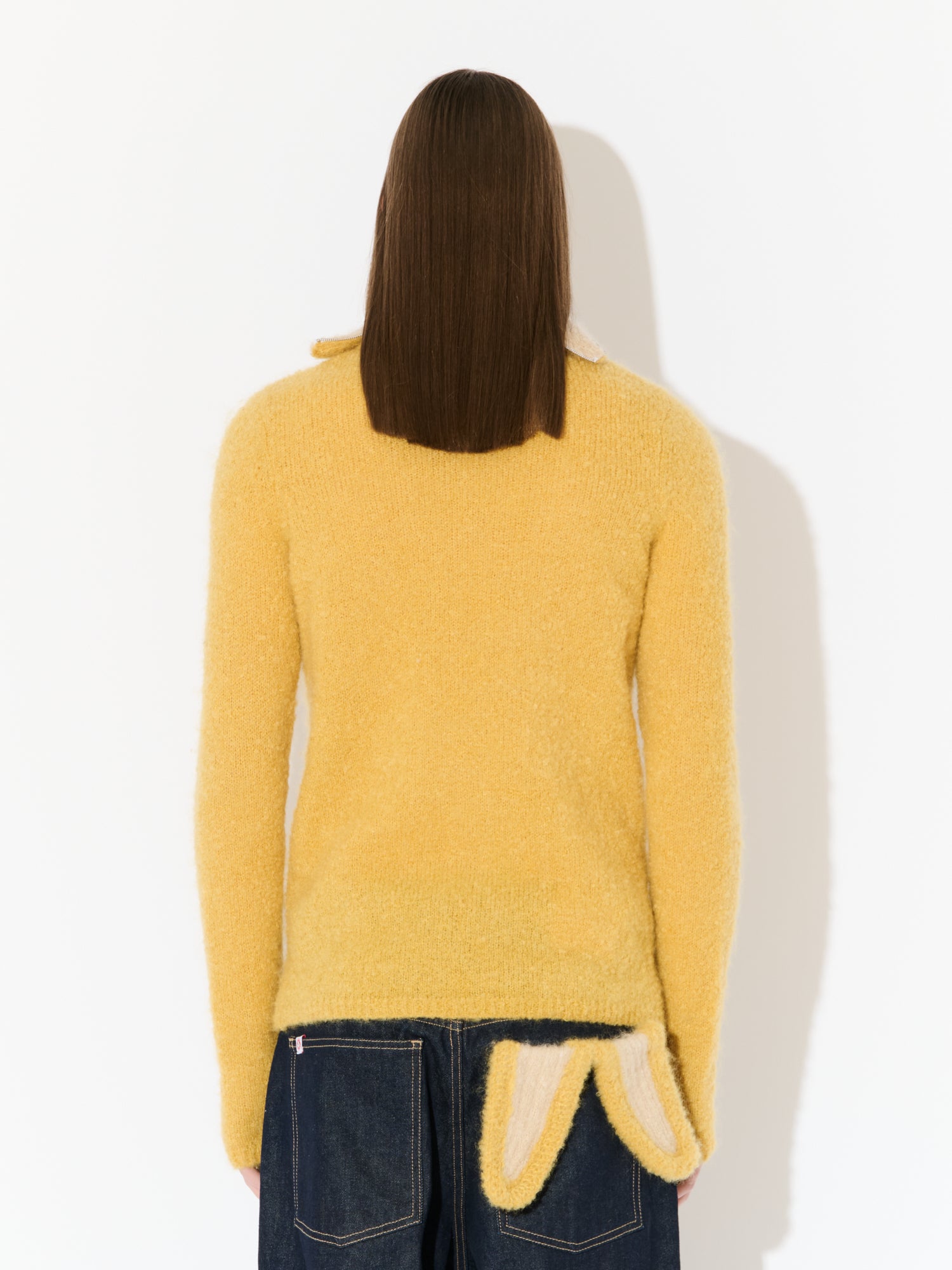 MOHAIR BANANA ZIP JUMPER in YELLOW ECRU - Image 2