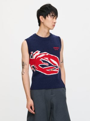 GRAPHIC VEST in NAVY RED LOBSTER