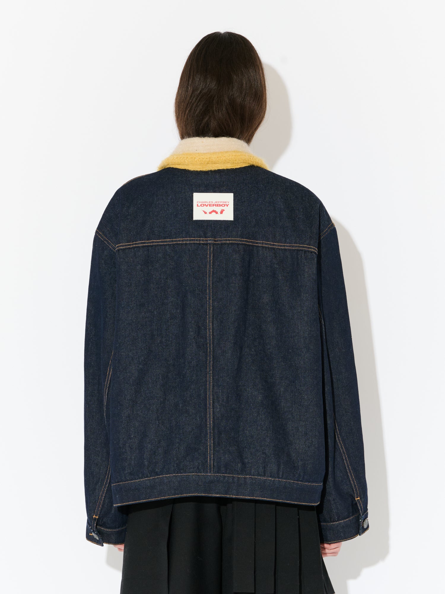 DENIM JACKET WITH KNITTED COLLAR in INDIGO DENIM - Image 4